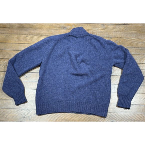 Matteo Volpi Sweater 100% Shetland Wool - Blue 1/4 Zip Mock Long Sleeve No Tag-L - Picture 2 of 8